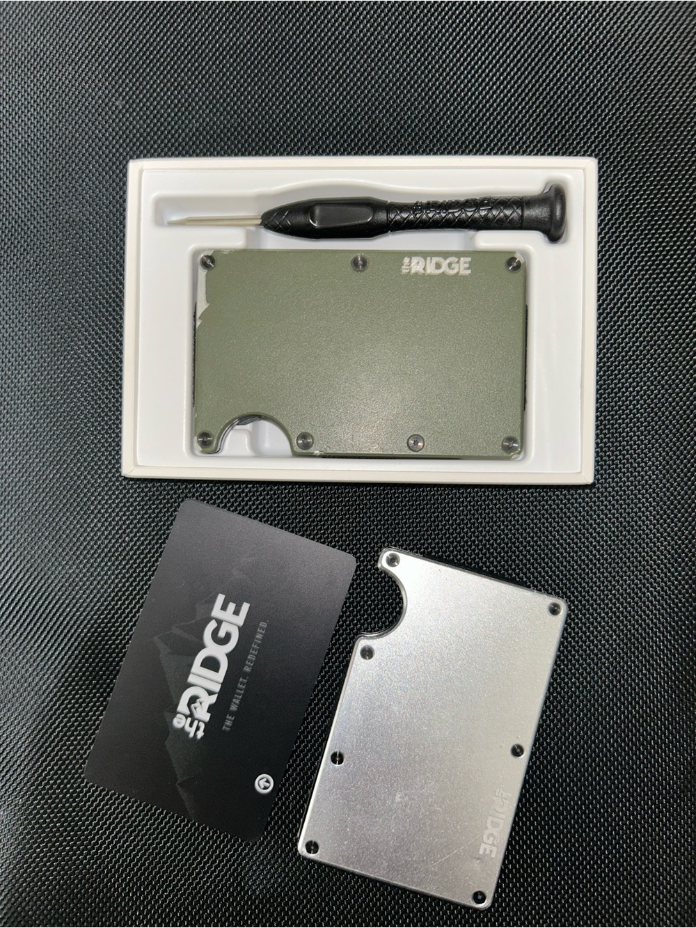 The Ridge Olive Green & Silver Minimalist Money Clip Wallet - The Ridge - Picture 2 of 6